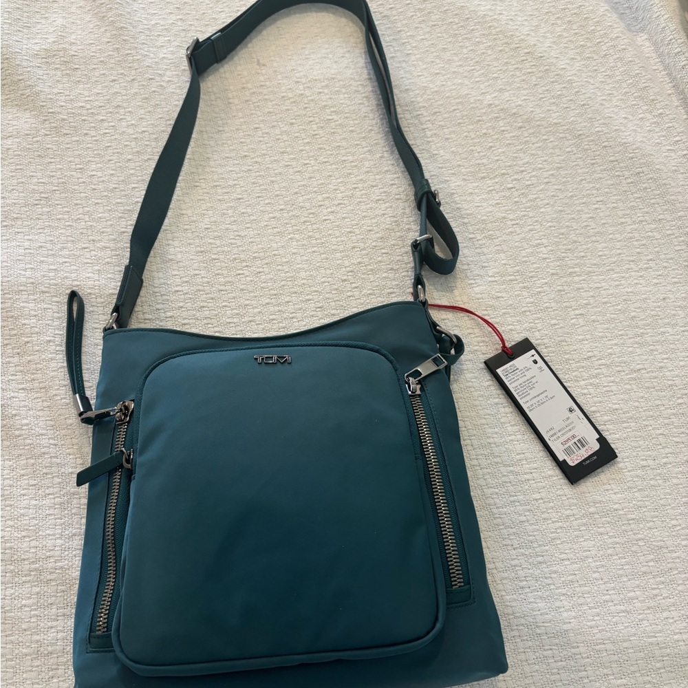 Tumi Voyageur Teal Crossbody Bag with Zipper Details